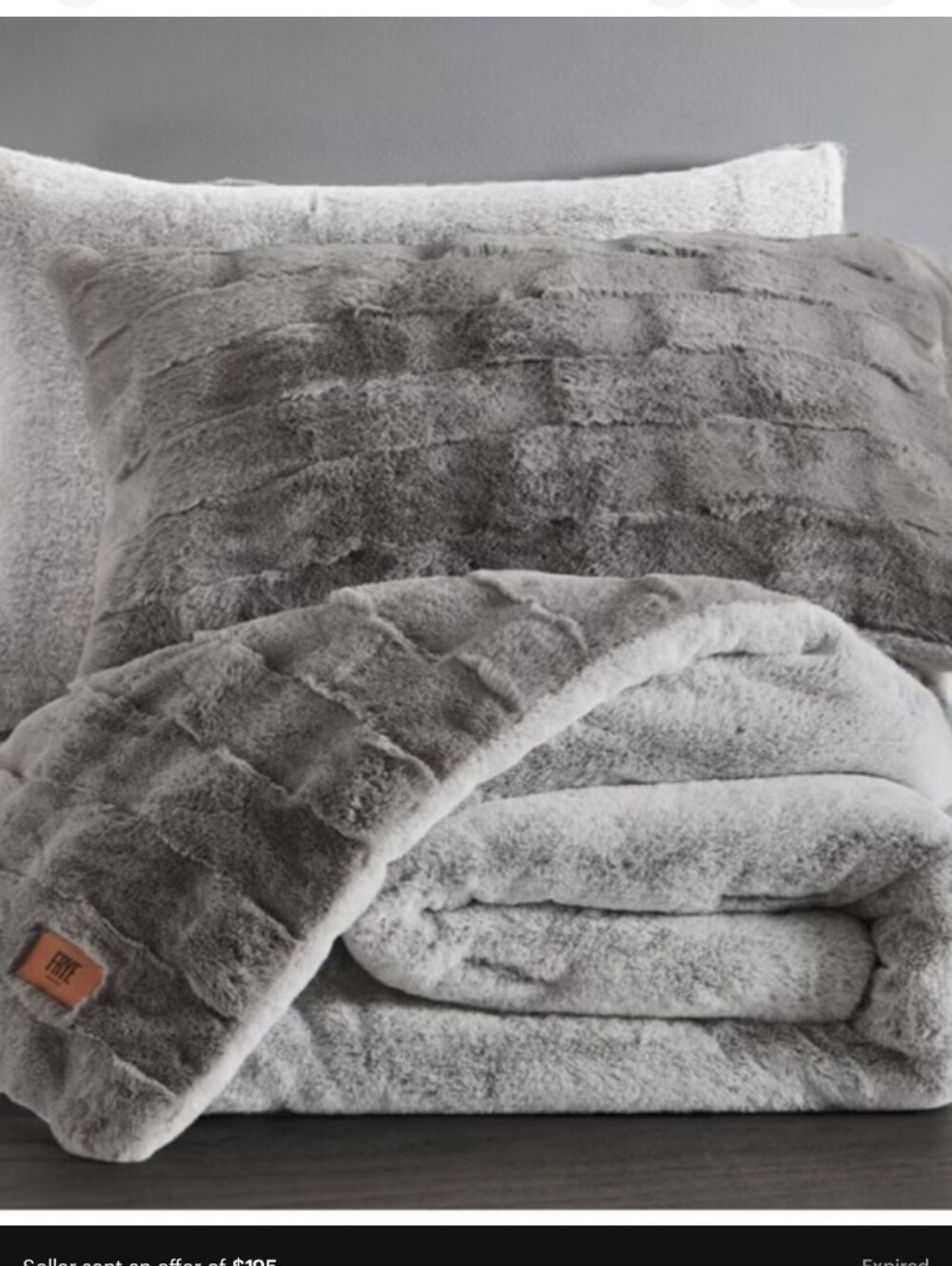 Frye Faux Rabbit Fur Comforter Set 3pc 930 GSM King Oversized NEW - Picture 5 of 7